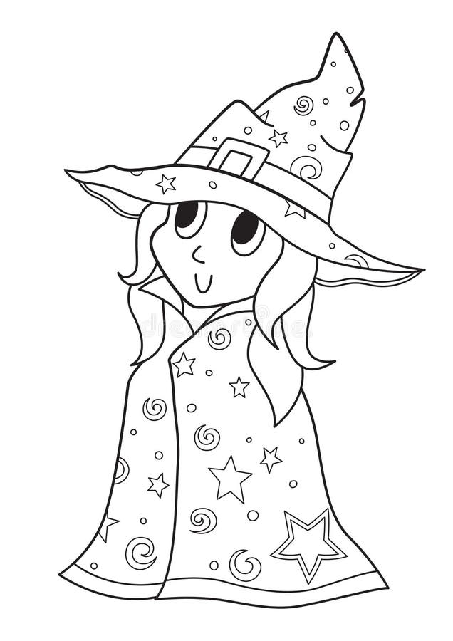 Download Coloring Halloween Little Witch Stock Vector ...