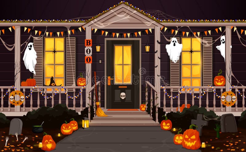 Scary House With Stairs Ghosts Doors Pumpkins Halloween Artoon Vector  Illustrationdecorations, Scary House, Door Design, Pumpkin PNG Transparent  Image and Clipart for Free Download