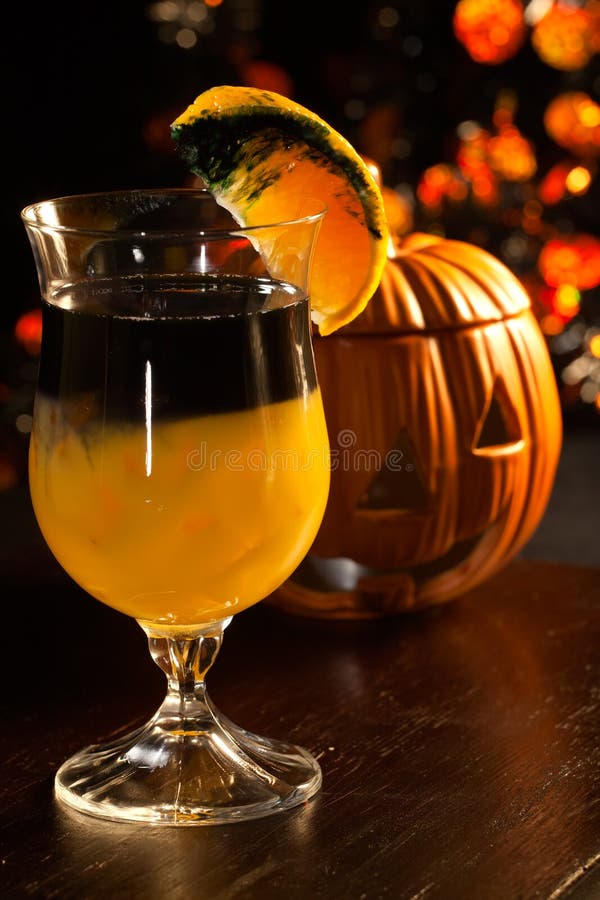 Halloween drinks - Rotten Pumpkin Cocktail stock image Halloween drinks - Rotten Pumpkin Cocktail stock image