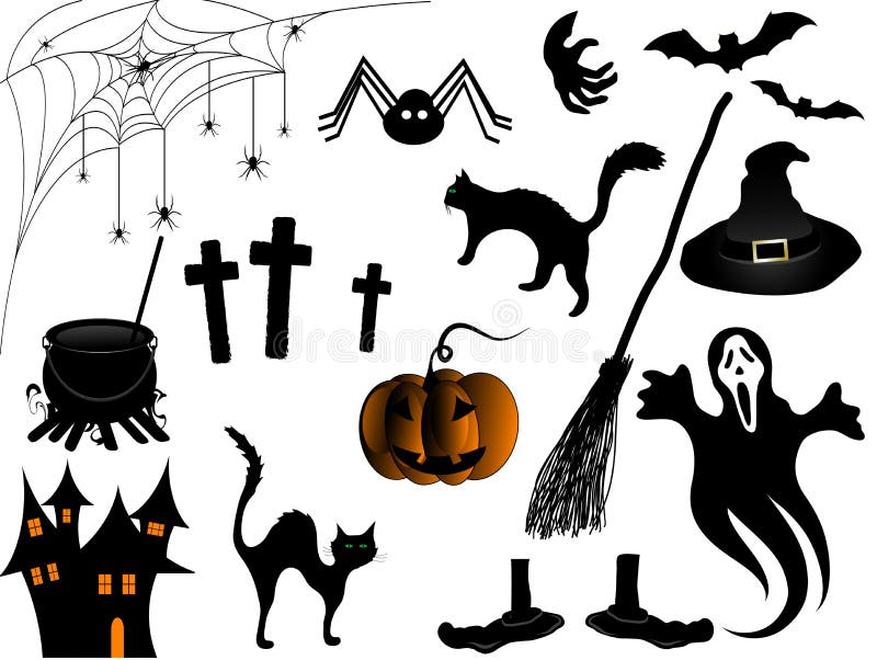 Collection of vector Halloween elements and symbols. Collection of vector Halloween elements and symbols