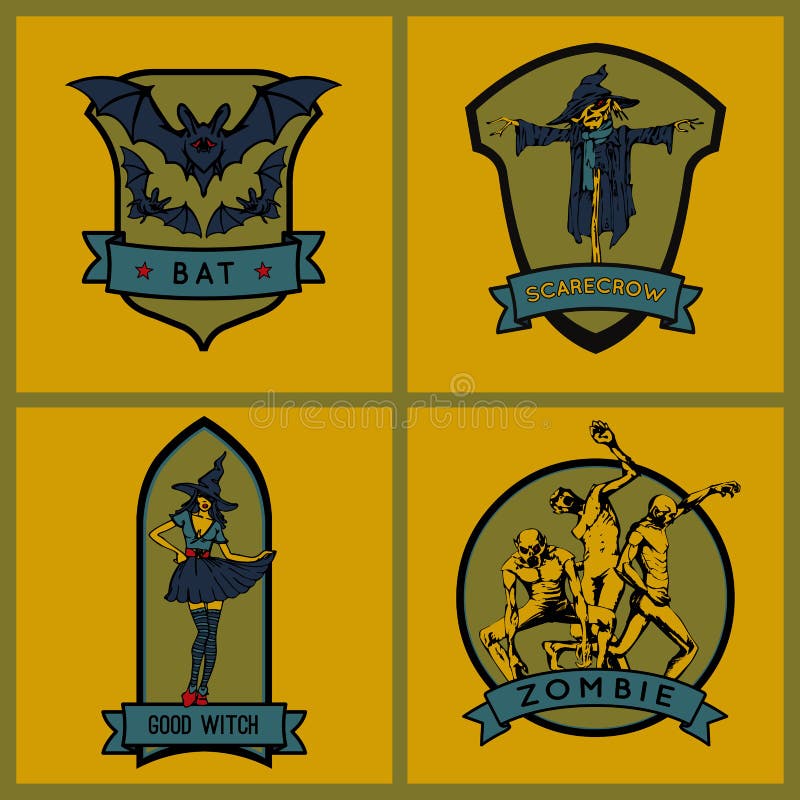 Halloween-emblemen reeks Vector emblemen royalty-vrije illustratie Halloween-emblemen reeks Vector emblemen royalty-vrije illustratie