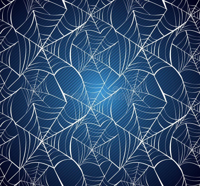 Halloween-EPS10 van het spinneweb naadloos patroon blauw dossier als achtergrond stock illustratie Halloween-EPS10 van het spinneweb naadloos patroon blauw dossier als achtergrond stock illustratie
