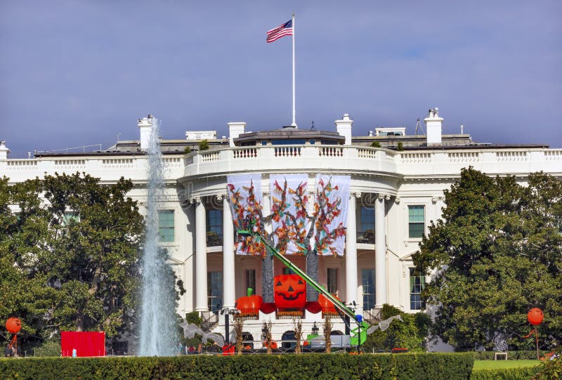 Halloween Fall Decorations Presidential White House Fountain Washington DC. Halloween Fall Decorations Presidential White House Fountain Washington DC