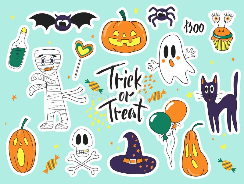 Halloween Stickers Patches Badges Cute Pumpkin Ghosts Kids And