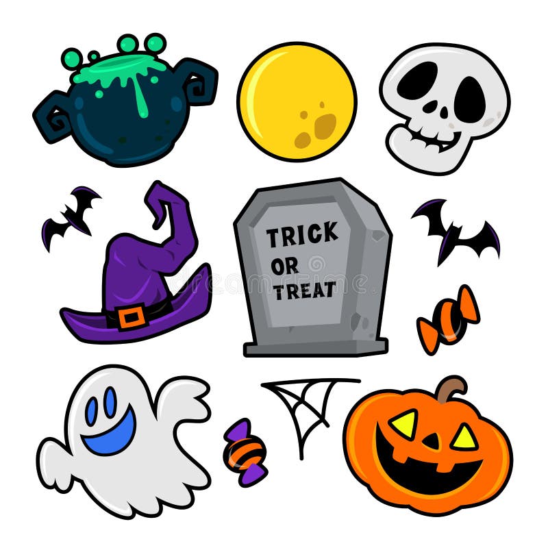 Halloween-geplaatste elementen vectorpictogrammen vector illustratie Halloween-geplaatste elementen vectorpictogrammen vector illustratie