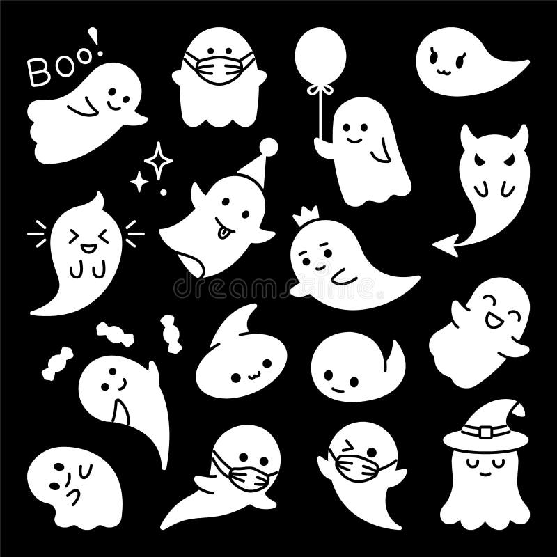 Halloween Ghost Character. Vector Cute Ghost Clip Art Stock Vector ...