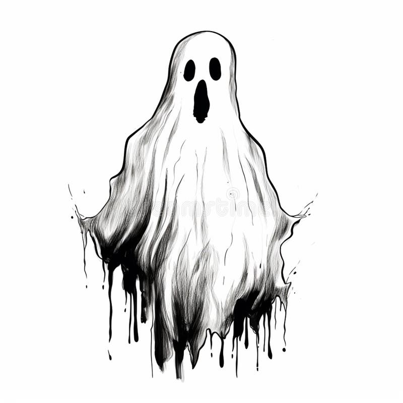 Halloween Ghost Drawings for Adults Stock Illustration Illustration