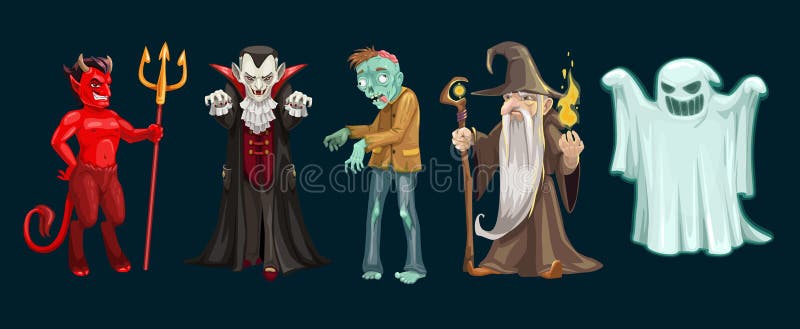 Halloween Ghost, Vampire and Zombie Characters Stock Vector - Illustration of alien, dracula: 127651001 Halloween Ghost, Vampire and Zombie Characters Stock Vector - Illustration of alien, dracula: 127651001