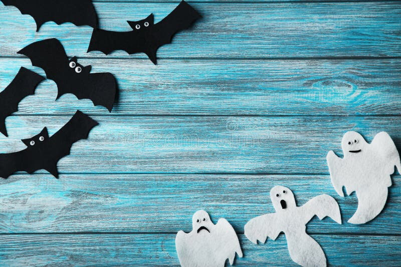 Halloween ghosts and bats