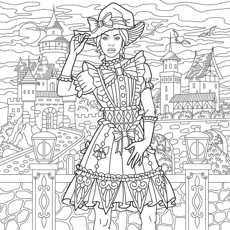 Halloween coloring pages stock vector. Illustration of drawn - 127451736