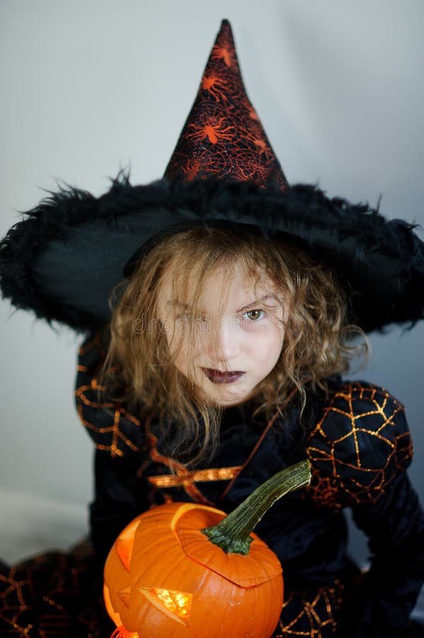 Halloween. Girl Portray Evil Sorceress Stock Image - Image of jack ...