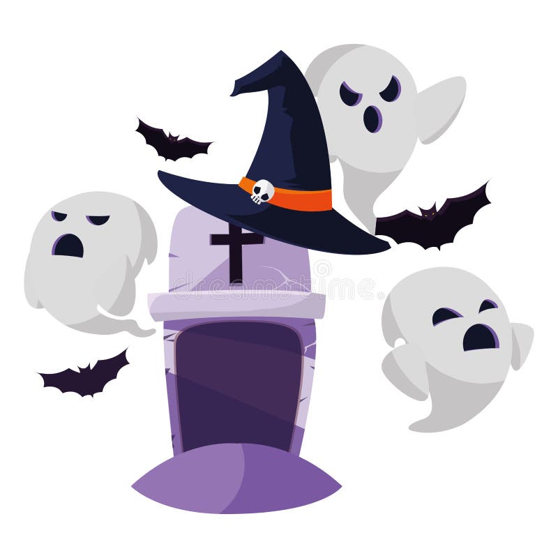 Halloween-grafzerk met spook royalty-vrije illustratie Halloween-grafzerk met spook royalty-vrije illustratie