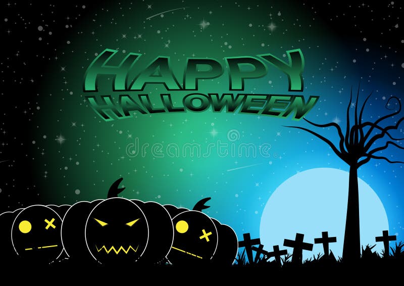 Halloween graveyard with blue moon vector background vector illustration Halloween graveyard with blue moon vector background vector illustration