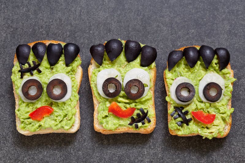 Halloween Green Monster Sandwich Stock Image - Image of delicious ...