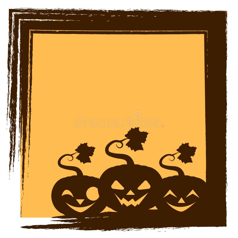 Halloween greeting with three pumpkins silhouette and frame royalty free illustration Halloween greeting with three pumpkins silhouette and frame royalty free illustration