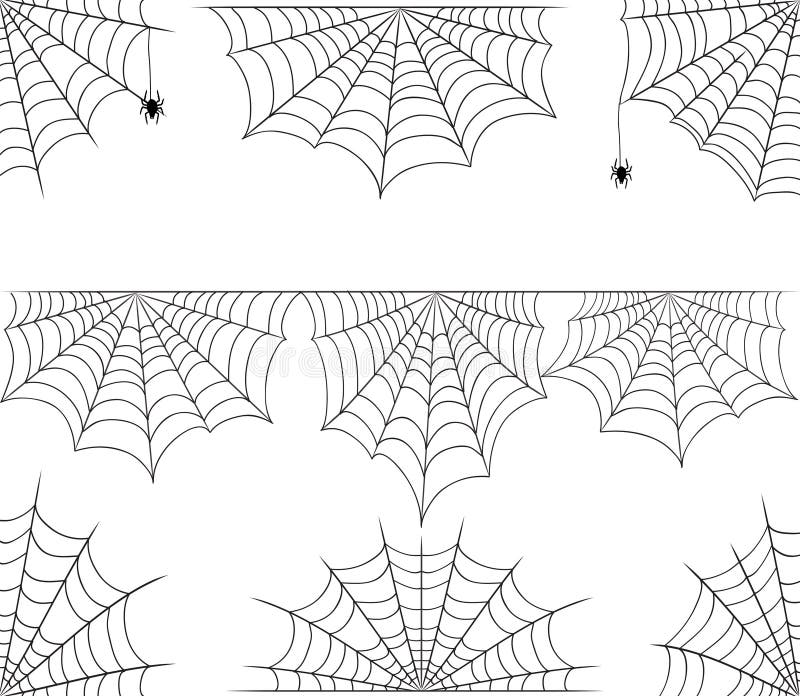 Halloween-grens en verdelers van het spinneweb de de vectorkader op wh royalty-vrije illustratie Halloween-grens en verdelers van het spinneweb de de vectorkader op wh royalty-vrije illustratie