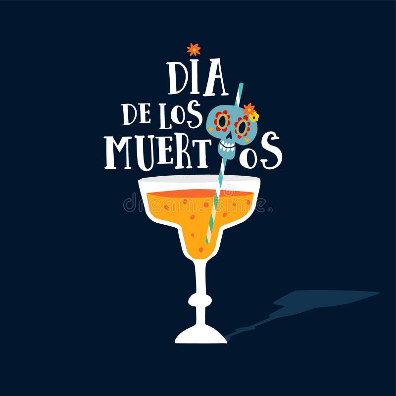 Halloween, Grußkarte Dia de Los Muertos Mexikanischer Tag der toten Parteieinladung mit Glas des Cocktailgetränks und stock abbildung Halloween, Grußkarte Dia de Los Muertos Mexikanischer Tag der toten Parteieinladung mit Glas des Cocktailgetränks und stock abbildung