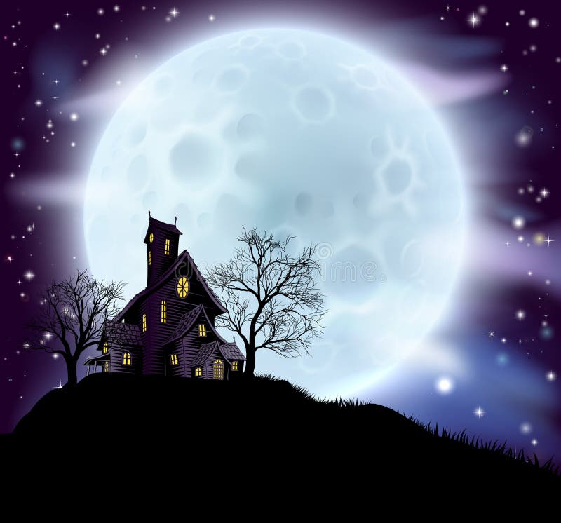 Halloween haunted house stock illustration
