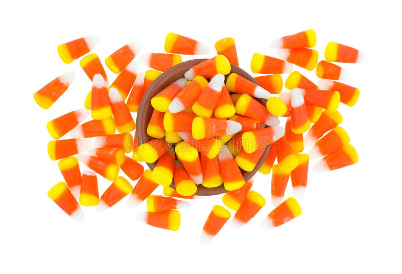 Halloween-het suikergoedgraan knoeit met kom stock afbeelding Halloween-het suikergoedgraan knoeit met kom stock afbeelding
