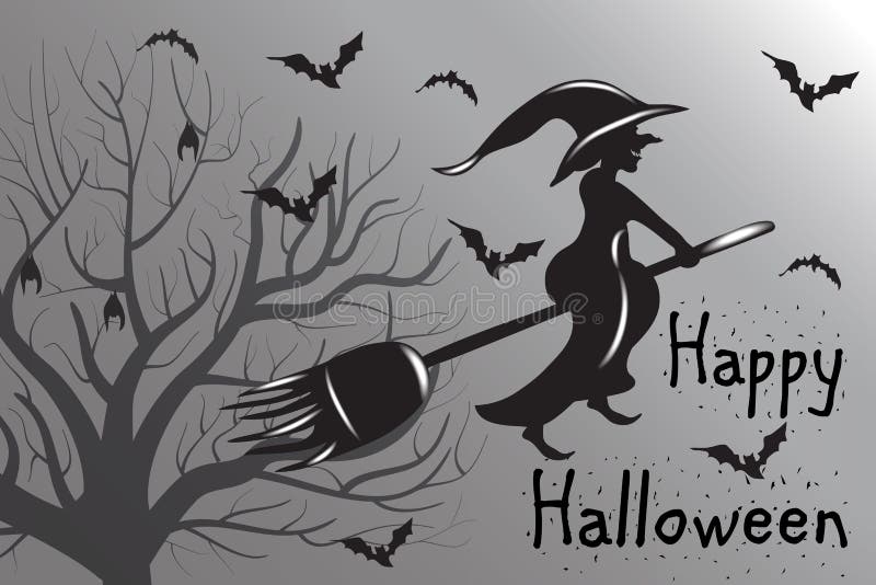 Halloween-Hexen-Schattenbild-Vektor in der weißen und schwarzen Farbe vektor abbildung Halloween-Hexen-Schattenbild-Vektor in der weißen und schwarzen Farbe vektor abbildung