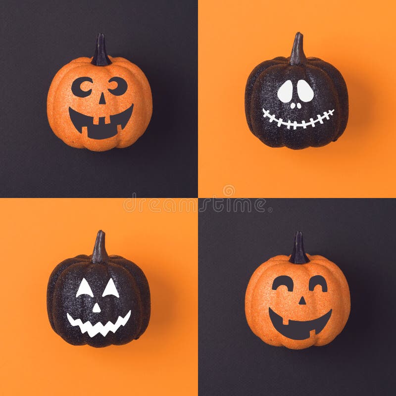 Halloween holiday concept with jack o lantern pumpkin decor with