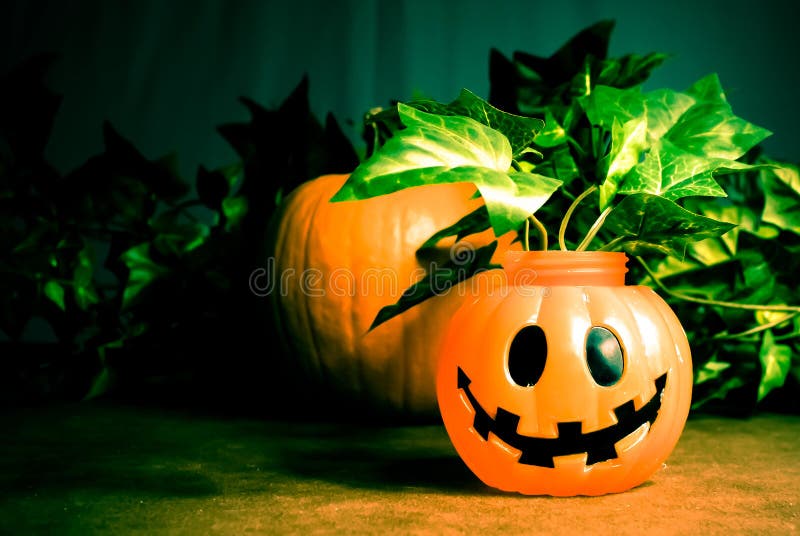 Halloween Holiday Concept. Empty Rustic Table in Front of Haunted Night