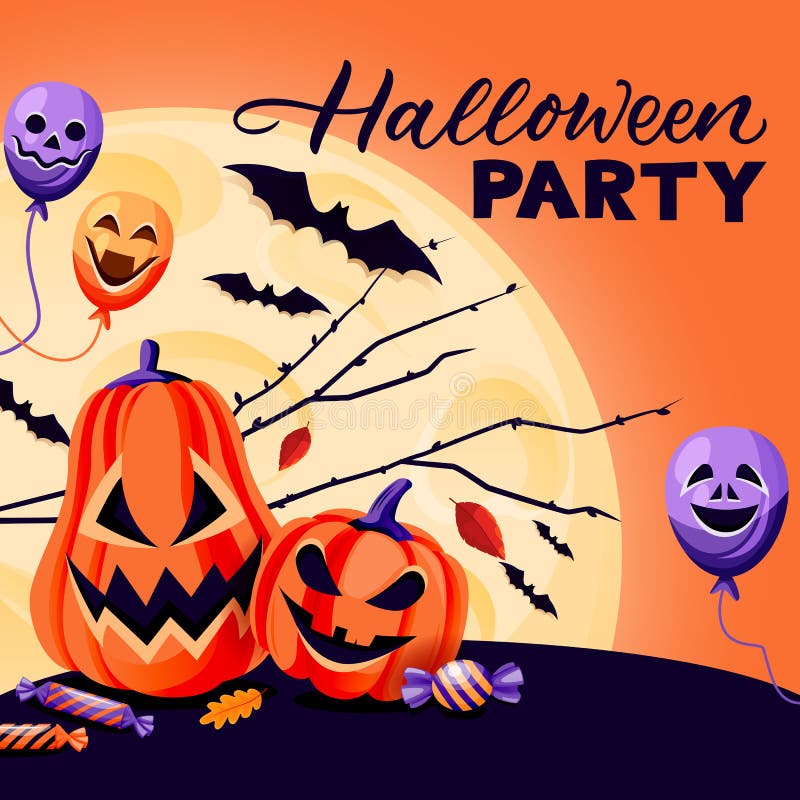 Halloween Holiday Square Banner, Flyer or Poster Design Template ...