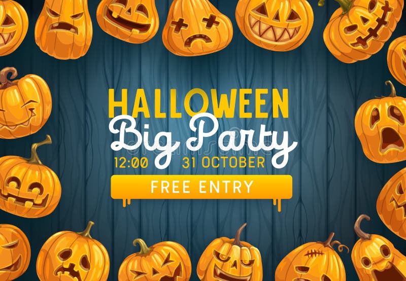 Halloween pumpkins frame. Night party invitation vector illustration Halloween pumpkins frame. Night party invitation vector illustration