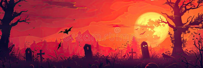 Halloween horror party banner template with copyspace stock illustration