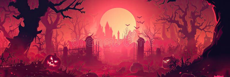 Halloween horror party banner template with copyspace vector illustration