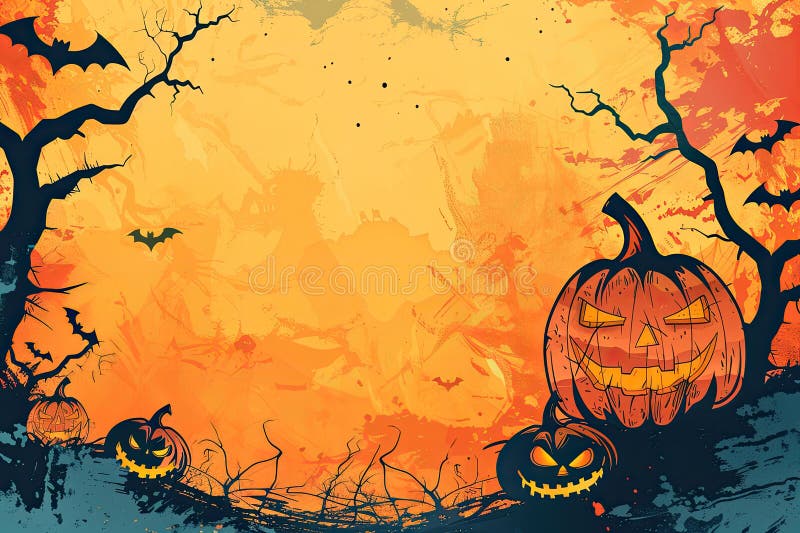 Halloween horror party banner template with copyspace royalty free illustration