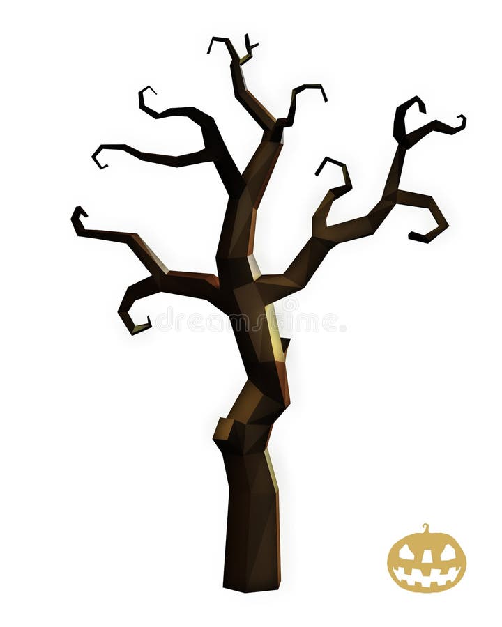 Halloween horror tree low poly stock illustration