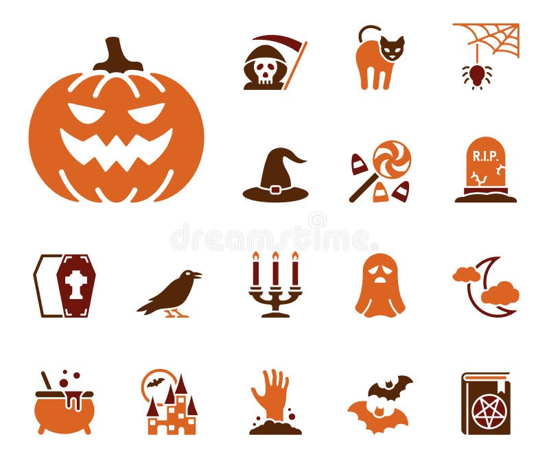 Halloween icon set stock illustration. Illustration of grave 140369159