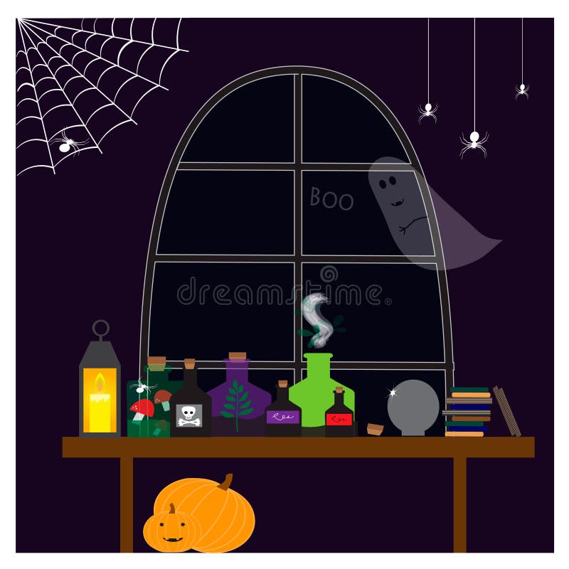Halloween illustration with with bottles of different potions stock illustration Halloween illustration with with bottles of different potions stock illustration