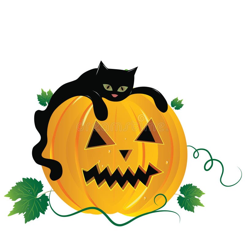 Celebrate Halloween with Black Cat and Pumpkin Sticker Fun