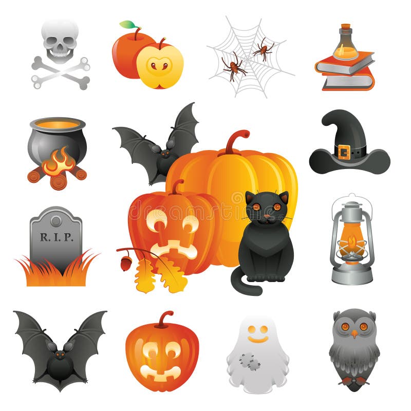 Halloween Stickers Set stock vector. Illustration of labels - 32743165