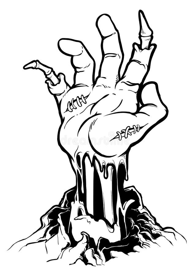 Halloween illustration. Severed zombie hand.