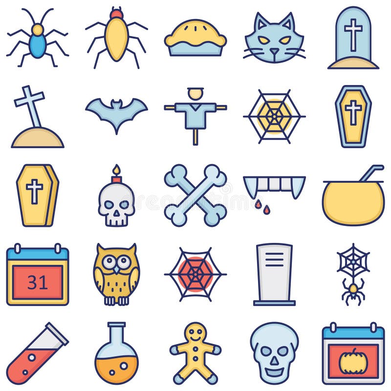 Halloween isolated Vector icons set every single icons can be easily modified or edited stock illustration