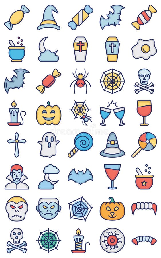 Halloween isolated Vector icons set every single icons can be easily modified or edited stock illustration