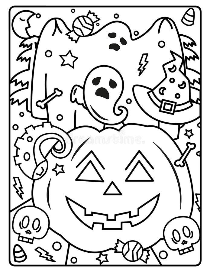 Halloween Coloring Book For Kids Stock Illustration Illustration Of Coloring Download 193230032