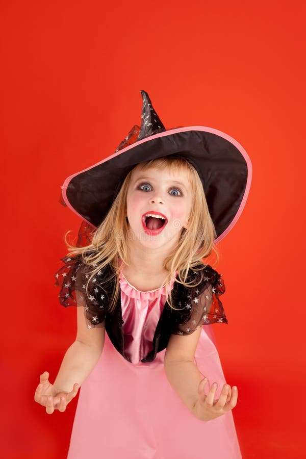 Girl in Orange Dress with Pumpkin. Thanksgiving. Stock Image - Image of ...