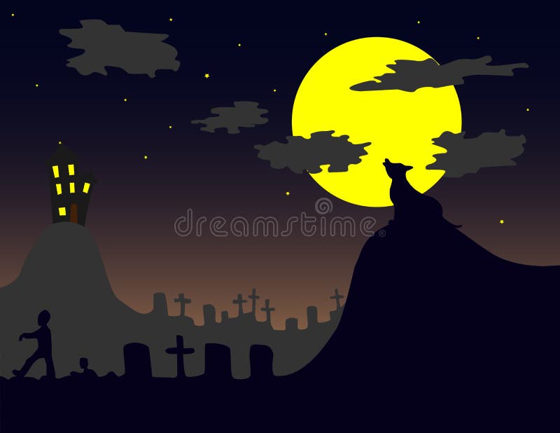Halloween Landscape stock vector. Illustration of crosses 10577088
