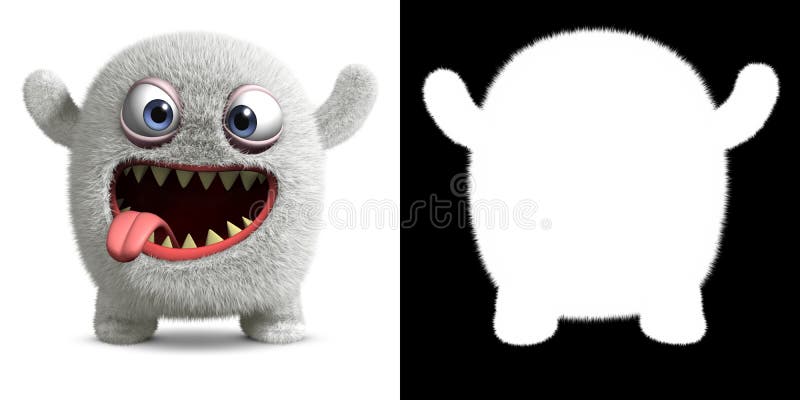 3 d cartoon halloween monster. Yeti illustrations