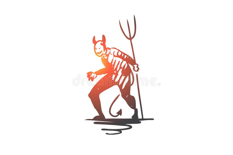 Halloween, mostro, diavolo, spaventoso, concetto della forca Vettore isolato disegnato a mano illustrazione vettoriale Halloween, mostro, diavolo, spaventoso, concetto della forca Vettore isolato disegnato a mano illustrazione vettoriale