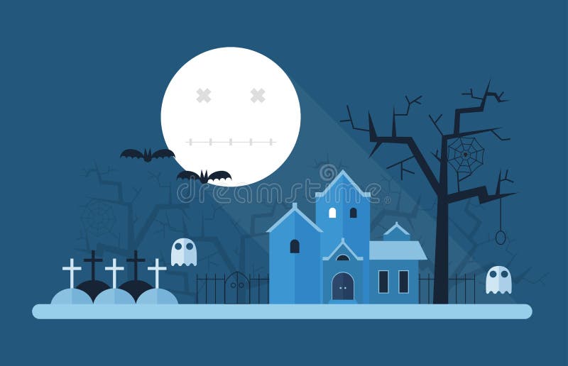 Halloween-Mysticuslandschap stock illustratie Halloween-Mysticuslandschap stock illustratie