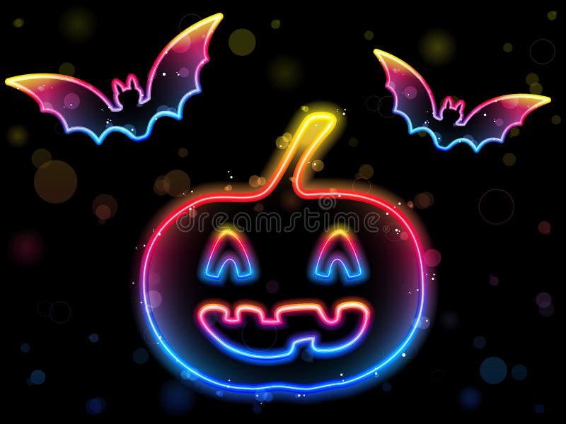Halloween Neon Background stock vector. Illustration of decoration