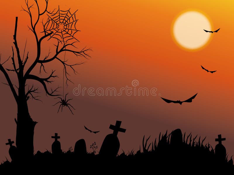 Halloween Night with Full Moon Stock Vector Illustration of moon