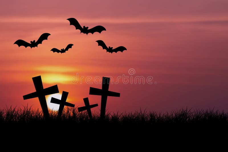 Halloween Night With Sunset Stock Illustration Illustration of animal