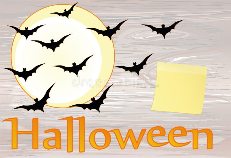 Halloween Notte con la luna ed i pipistrelli Il vettore onwooden il backgro royalty illustrazione gratis Halloween Notte con la luna ed i pipistrelli Il vettore onwooden il backgro royalty illustrazione gratis
