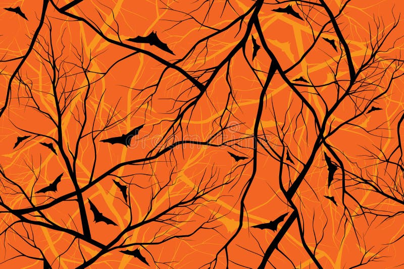 Halloween orange background grunge image of forest